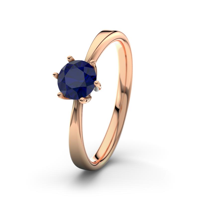 Blauer Saphir Rotgoldring Eve - (Rotgold 585) Ring mit gratis Ringgravur