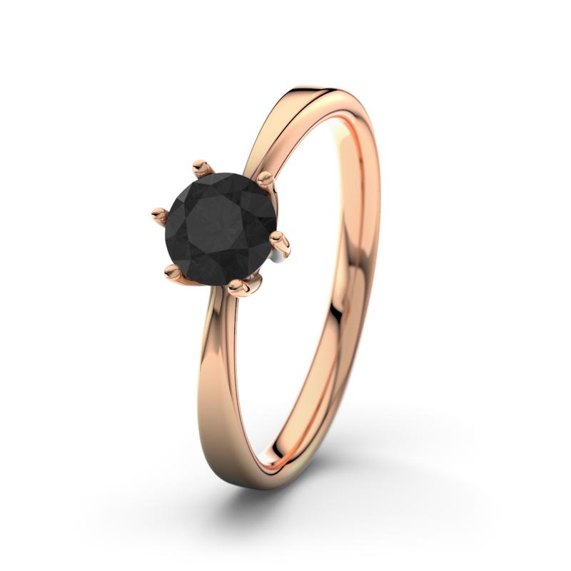Diamant Schwarz Rotgoldring Eve - (Rotgold 585) Ring mit gratis Ringgravur