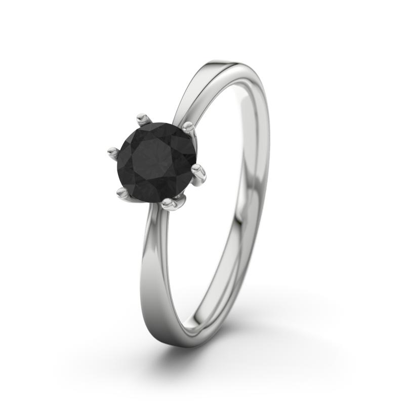 Diamant Schwarz Sterlingsilberring Eve - (Sterlingsilber 925) Ring mit gratis Ringgravur
