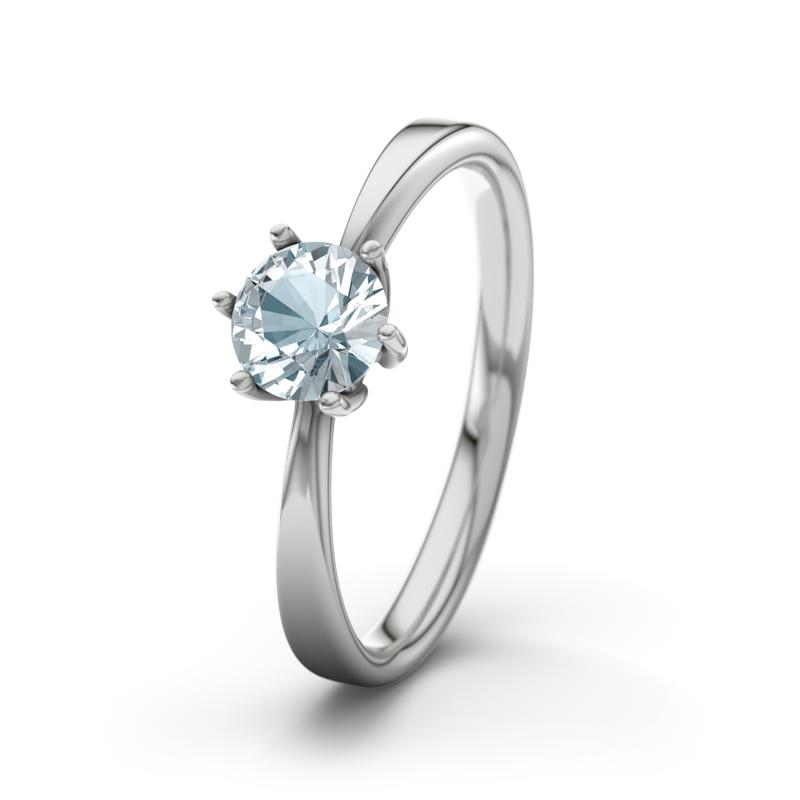 Aquamarin Weißgoldring Eve - (Weißgold 375) Ring mit gratis Ringgravur