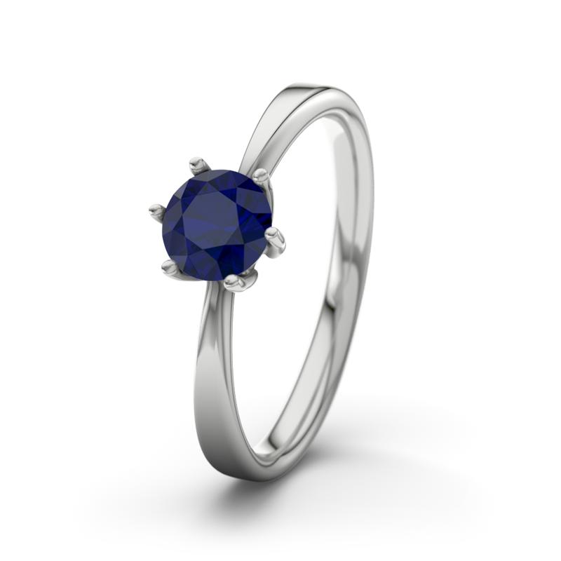 Blauer Saphir Weißgoldring Eve - (Weißgold 375) Ring mit gratis Ringgravur