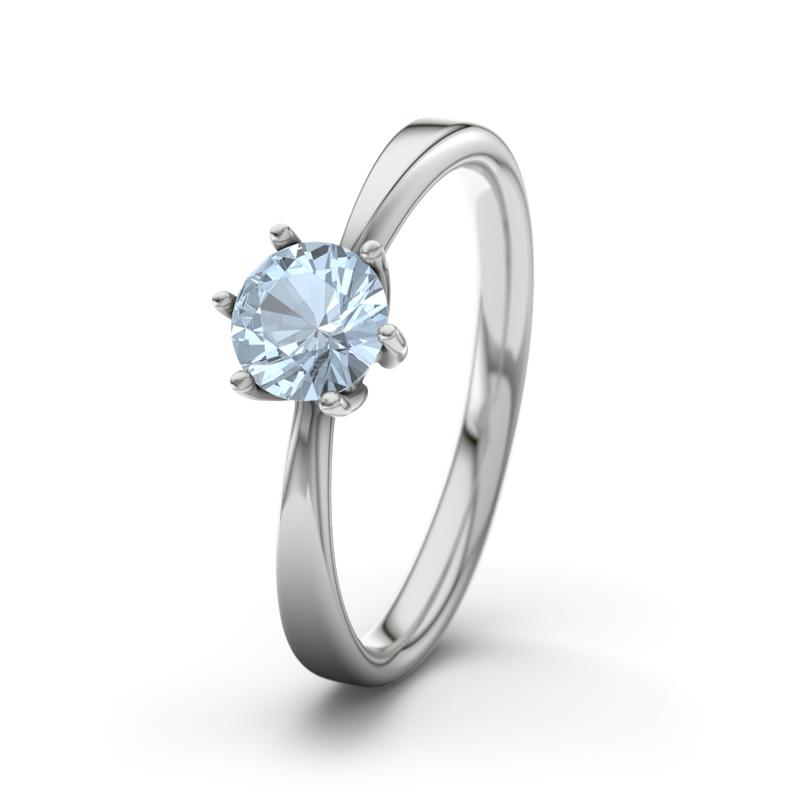 Blauer Topas Weißgoldring Eve - (Weißgold 375) Ring mit gratis Ringgravur
