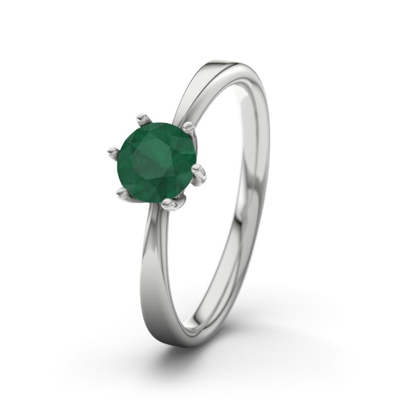 Smaragd Weißgoldring Eve - (Weißgold 375) Ring mit gratis Ringgravur