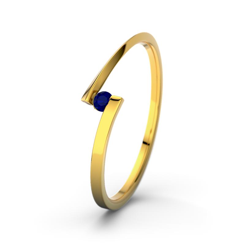 Blauer Saphir Gelbgoldring Lena - (Gelbgold 585) Ring mit gratis Ringgravur