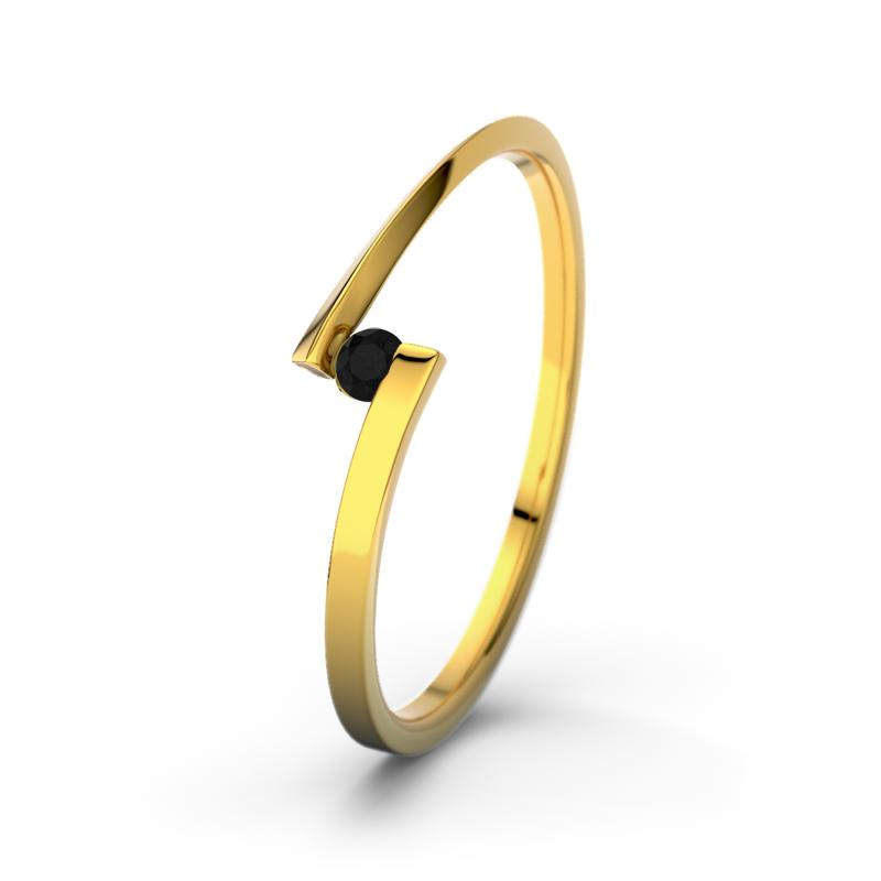 Diamant Schwarz Gelbgoldring Lena - (Gelbgold 585) Ring mit gratis Ringgravur