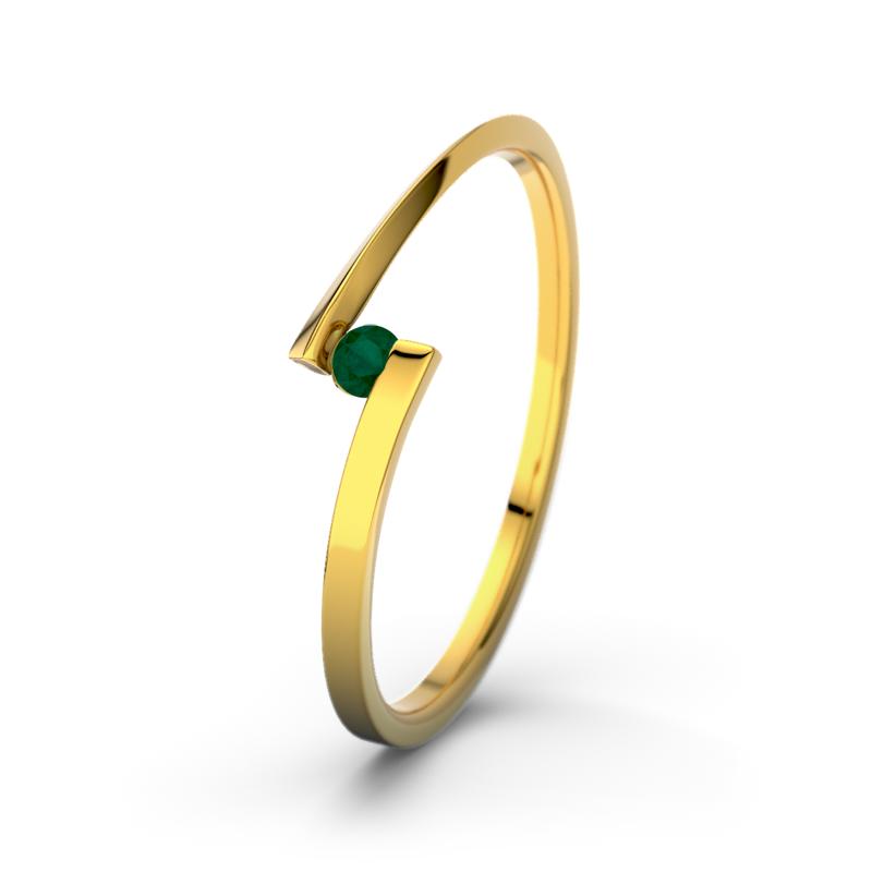 Smaragd Gelbgoldring Lena - (Gelbgold 585) Ring mit gratis Ringgravur