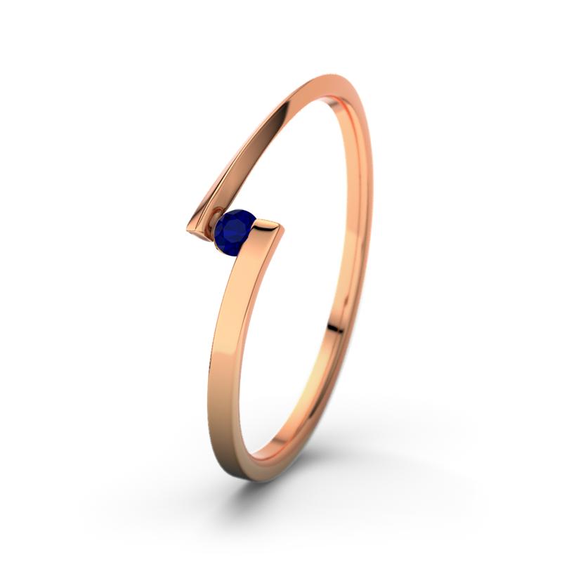 Blauer Saphir Rotgoldring Lena - (Rotgold 750) Ring mit gratis Ringgravur