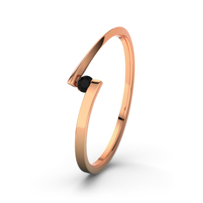 Diamant Schwarz Rotgoldring Lena - (Rotgold 750) Ring mit gratis Ringgravur
