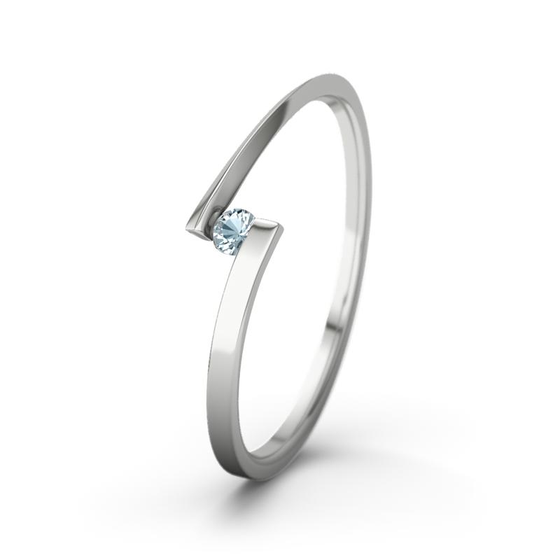 Aquamarin Weißgoldring Lena - (Weißgold 585) Ring mit gratis Ringgravur