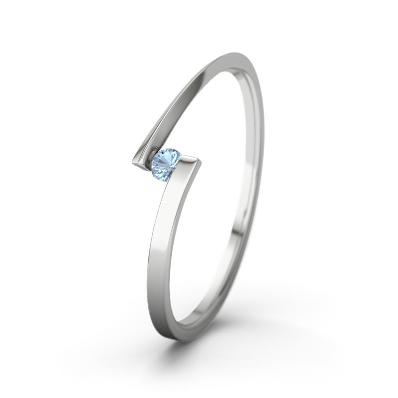 Blauer Topas Weißgoldring Lena - (Weißgold 585) Ring mit gratis Ringgravur