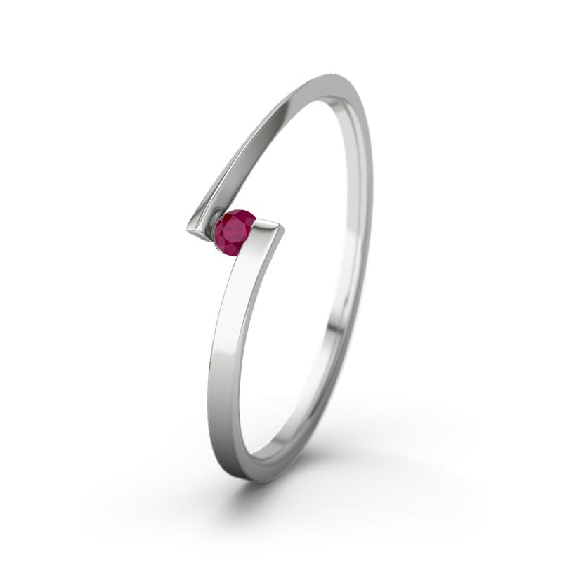 Rubin Weißgoldring Lena - (Weißgold 375) Ring mit gratis Ringgravur
