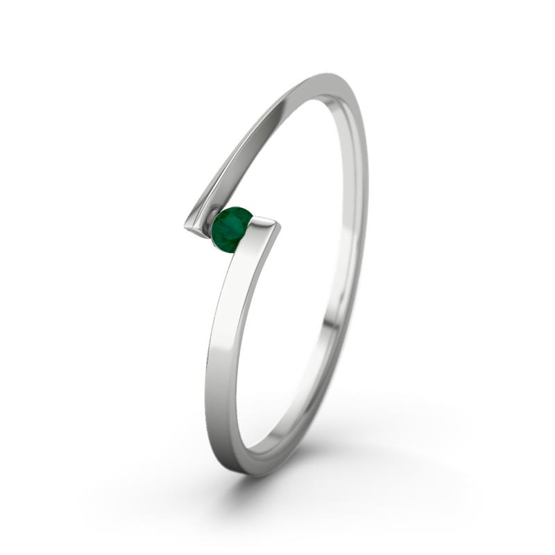 Smaragd Weißgoldring Lena - (Weißgold 375) Ring mit gratis Ringgravur