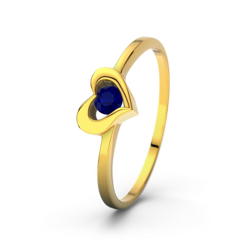 Blauer Saphir Gelbgoldring Lisa - (Gelbgold 585) Ring mit gratis Ringgravur