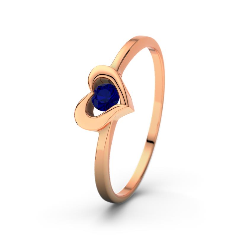 Blauer Saphir Rotgoldring Lisa - (Rotgold 750) Ring mit gratis Ringgravur
