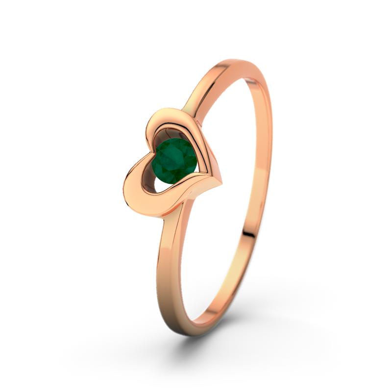 Smaragd Rotgoldring Lisa - (Rotgold 750) Ring mit gratis Ringgravur