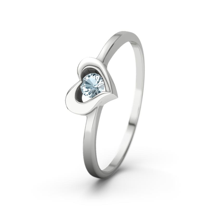 Aquamarin Sterlingsilberring Lisa - (Sterlingsilber 925) Ring mit gratis Ringgravur