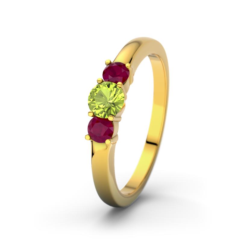 Peridot Gelbgoldring Rouby - (Gelbgold 375) Ring mit gratis Ringgravur