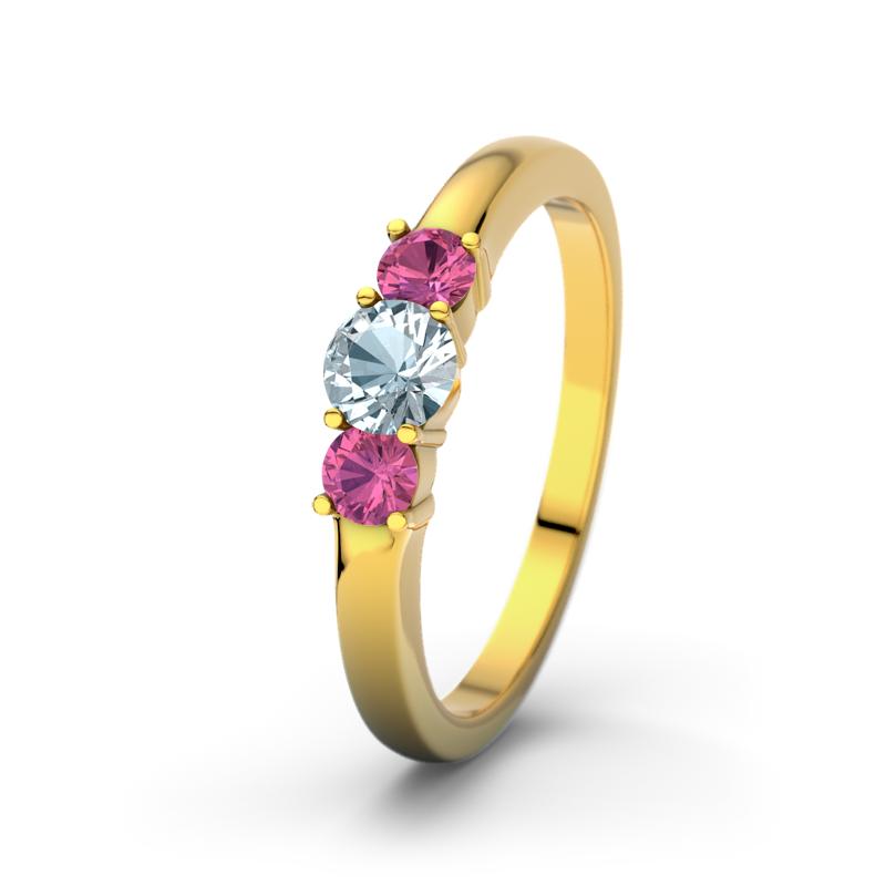 Pinker Turmalin Gelbgoldring Rouby - (Gelbgold 375) Ring mit gratis Ringgravur