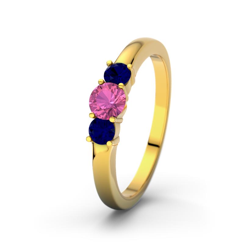 Pinker Turmalin Gelbgoldring Rouby - (Gelbgold 375) Ring mit gratis Ringgravur