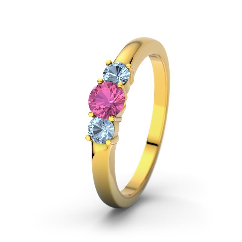Pinker Turmalin Gelbgoldring Rouby - (Gelbgold 375) Ring mit gratis Ringgravur