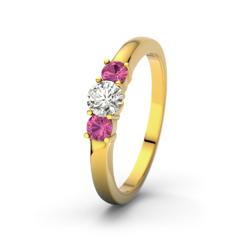 Pinker Turmalin Gelbgoldring Rouby - (Gelbgold 375) Ring mit gratis Ringgravur
