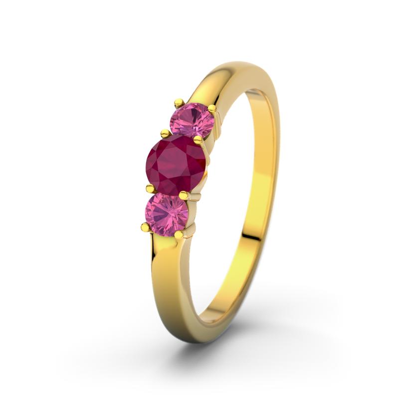 Pinker Turmalin Gelbgoldring Rouby - (Gelbgold 375) Ring mit gratis Ringgravur