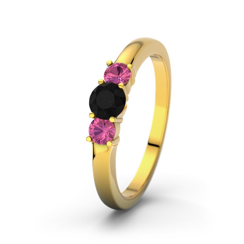 Pinker Turmalin Gelbgoldring Rouby - (Gelbgold 375) Ring mit gratis Ringgravur