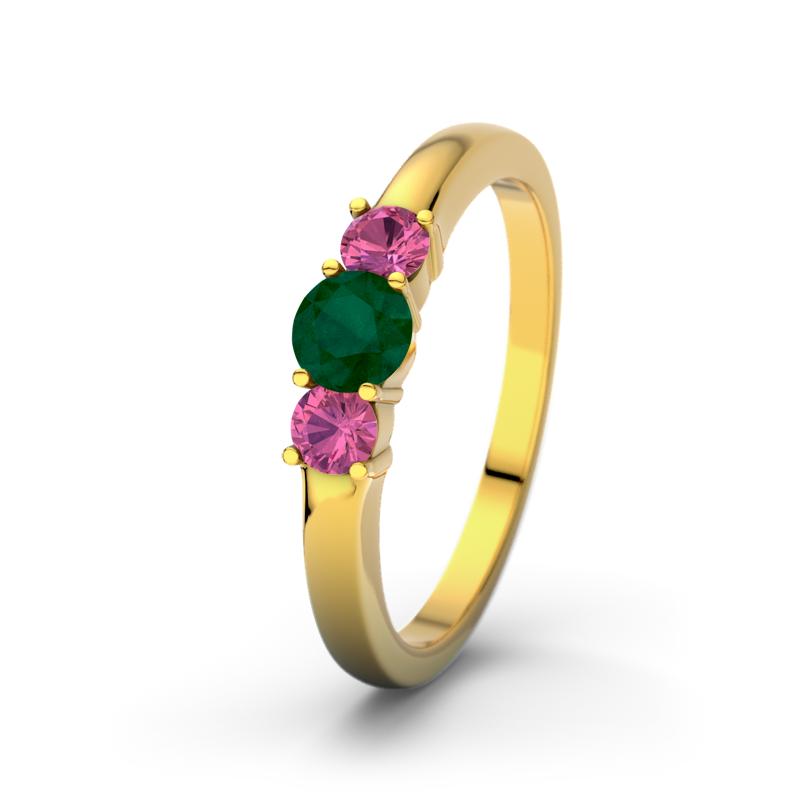 Pinker Turmalin Gelbgoldring Rouby - (Gelbgold 375) Ring mit gratis Ringgravur