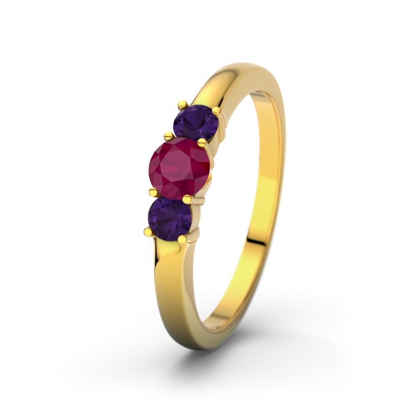 Rubin Gelbgoldring Rouby - (Gelbgold 375) Ring mit gratis Ringgravur