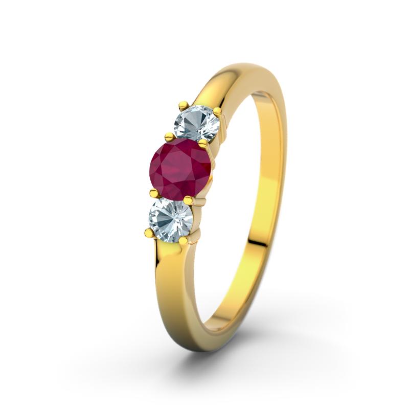 Rubin Gelbgoldring Rouby - (Gelbgold 375) Ring mit gratis Ringgravur