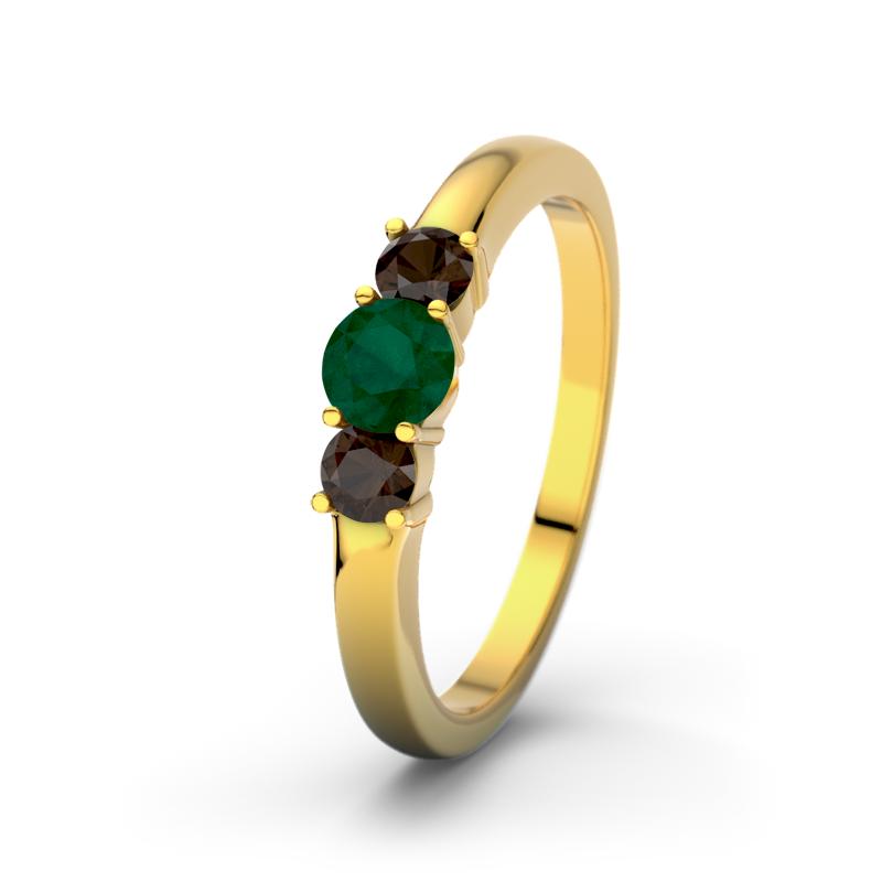 Smaragd Gelbgoldring Rouby - (Gelbgold 375) Ring mit gratis Ringgravur