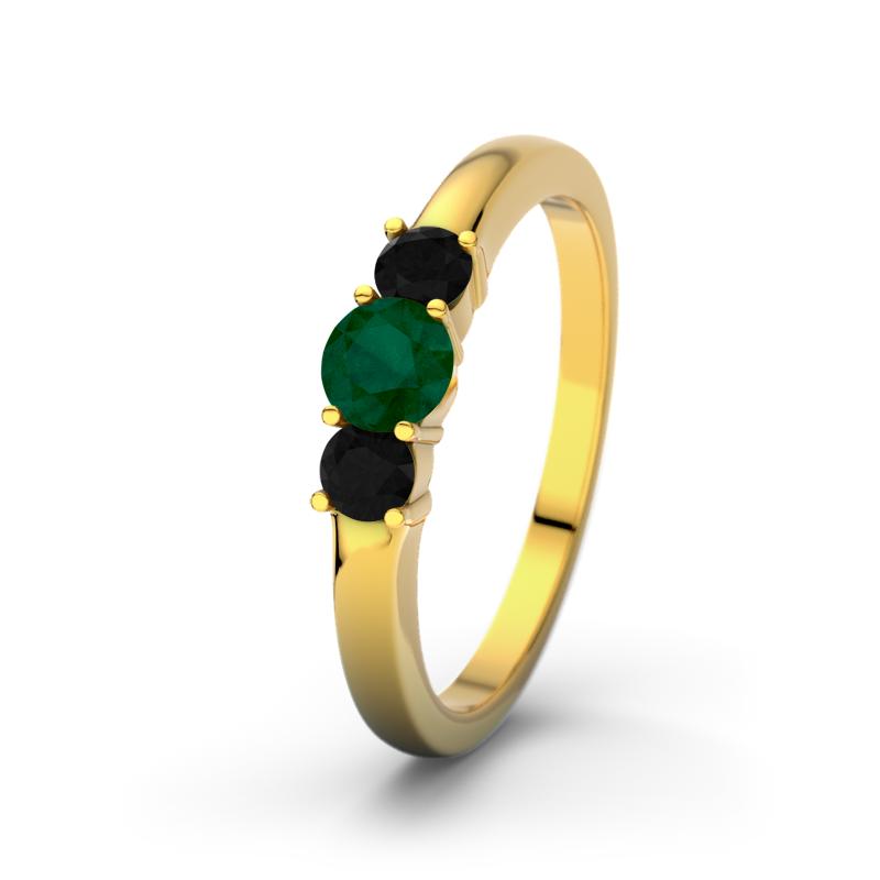 Smaragd Gelbgoldring Rouby - (Gelbgold 375) Ring mit gratis Ringgravur