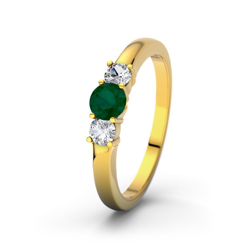 Smaragd Gelbgoldring Rouby - (Gelbgold 375) Ring mit gratis Ringgravur