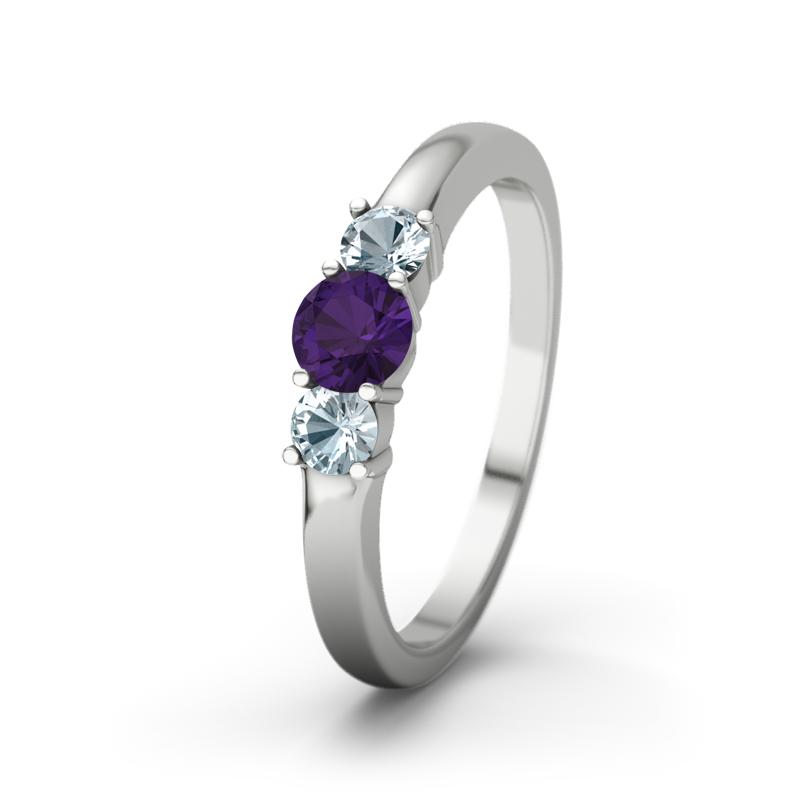 Amethyst Sterlingsilberring Rouby - (Sterlingsilber 925) Ring mit gratis Ringgravur
