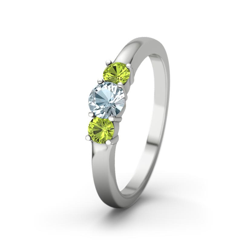 Aquamarin Sterlingsilberring Rouby - (Sterlingsilber 925) Ring mit gratis Ringgravur