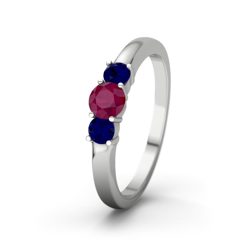 Blauer Saphir Weißgoldring Rouby - (Weißgold 375) Ring mit gratis Ringgravur
