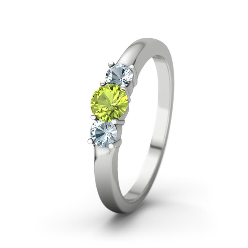 Peridot Weißgoldring Rouby - (Weißgold 375) Ring mit gratis Ringgravur