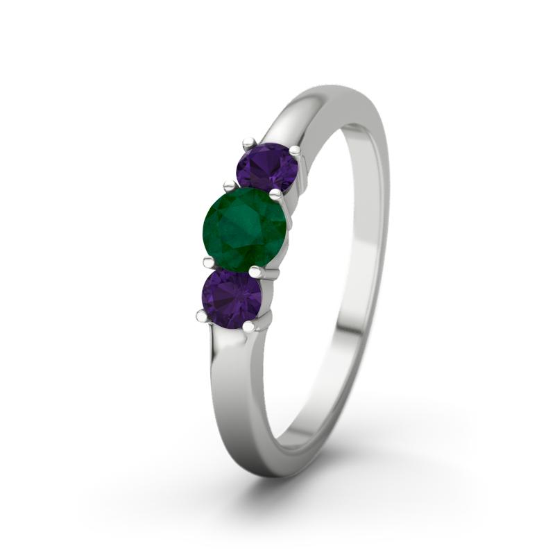 Smaragd Weißgoldring Rouby - (Weißgold 375) Ring mit gratis Ringgravur