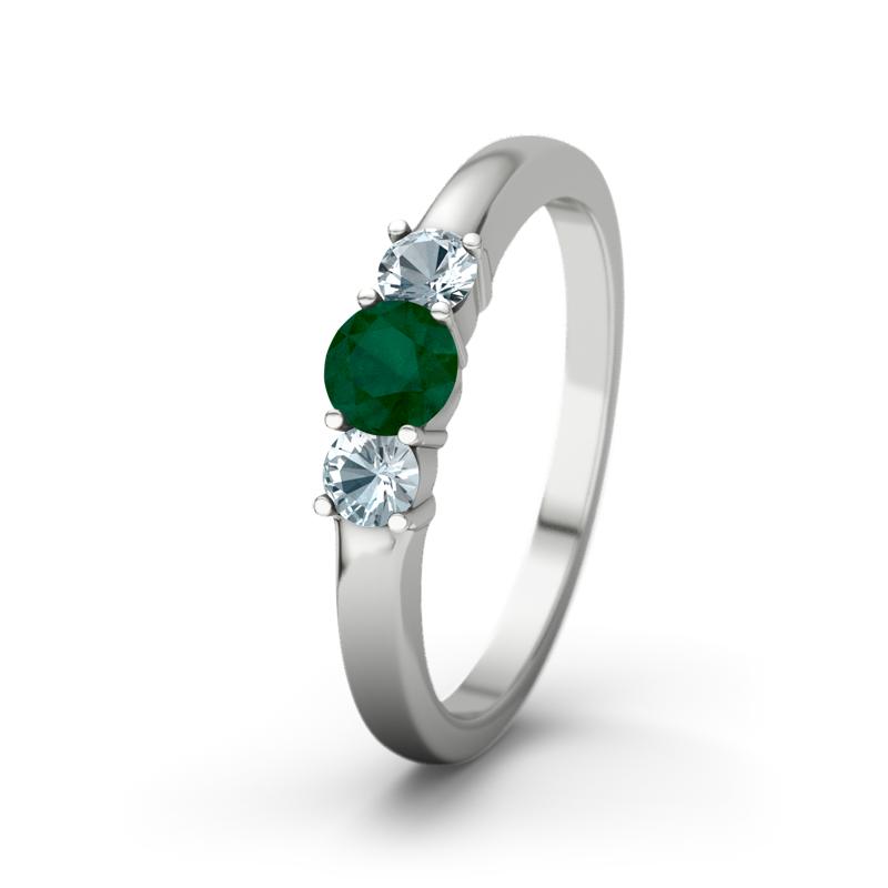 Smaragd Weißgoldring Rouby - (Weißgold 375) Ring mit gratis Ringgravur