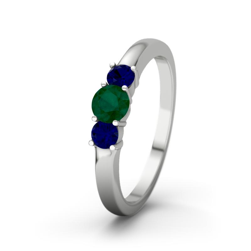 Smaragd Weißgoldring Rouby - (Weißgold 375) Ring mit gratis Ringgravur