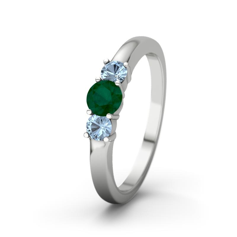Smaragd Weißgoldring Rouby - (Weißgold 375) Ring mit gratis Ringgravur