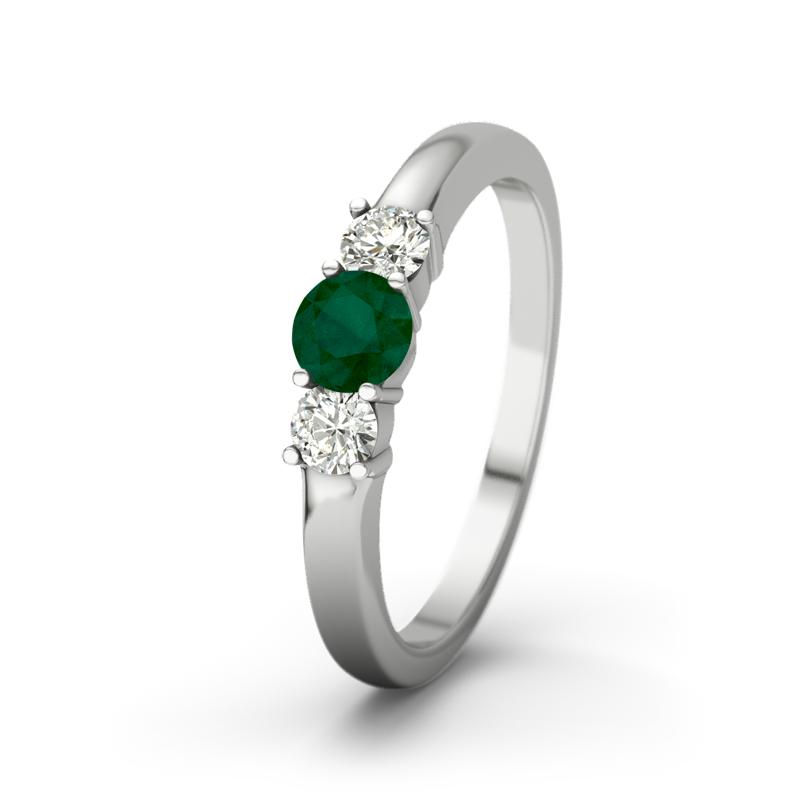 Smaragd Weißgoldring Rouby - (Weißgold 375) Ring mit gratis Ringgravur