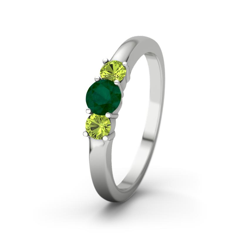 Smaragd Weißgoldring Rouby - (Weißgold 375) Ring mit gratis Ringgravur