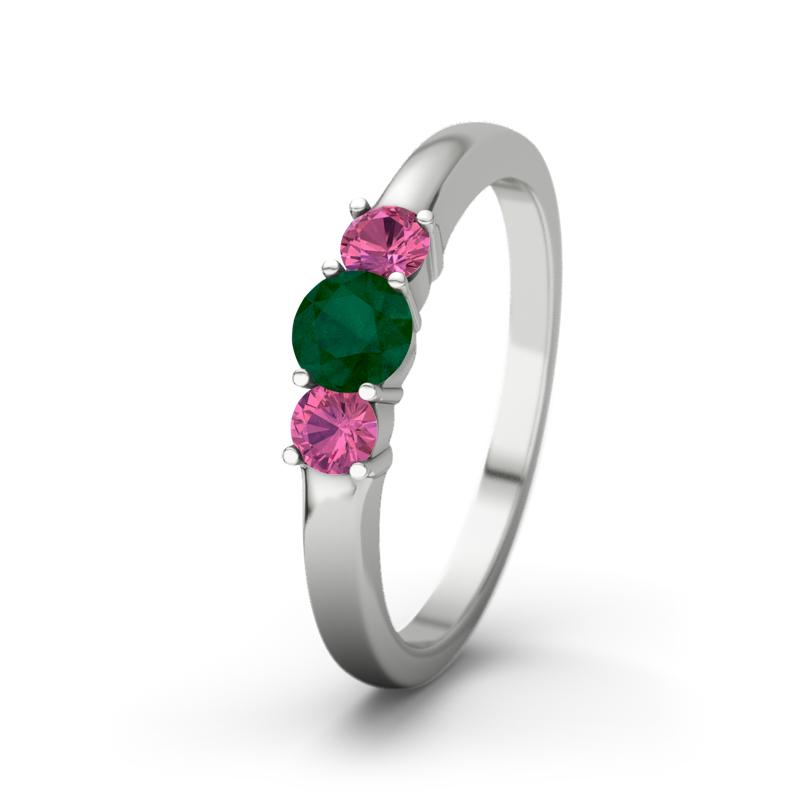 Smaragd Weißgoldring Rouby - (Weißgold 375) Ring mit gratis Ringgravur
