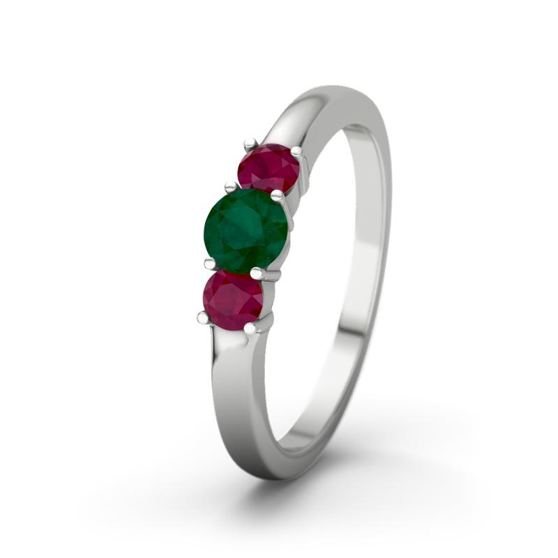 Smaragd Weißgoldring Rouby - (Weißgold 375) Ring mit gratis Ringgravur