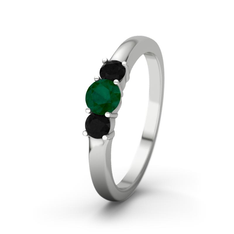 Smaragd Weißgoldring Rouby - (Weißgold 375) Ring mit gratis Ringgravur