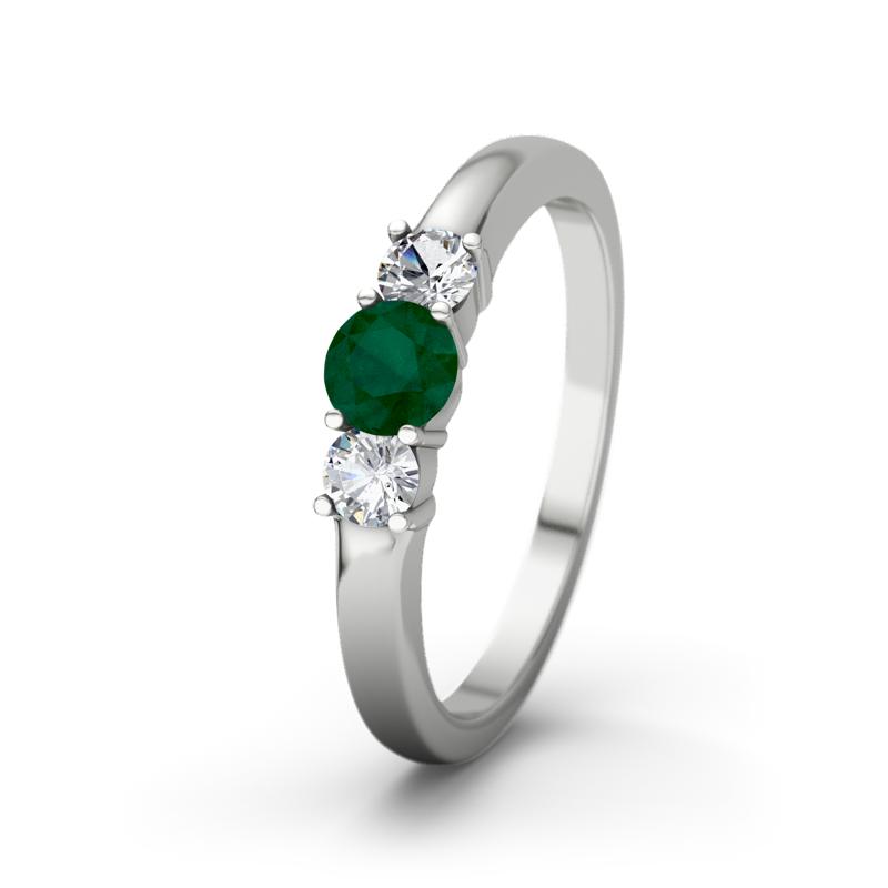 Smaragd Weißgoldring Rouby - (Weißgold 375) Ring mit gratis Ringgravur