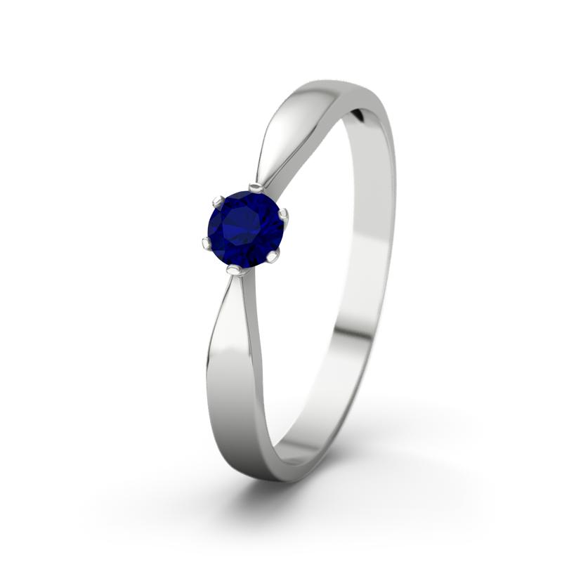 Blauer Saphir Sterlingsilberring Tina - (Sterlingsilber 925) Ring mit gratis Ringgravur