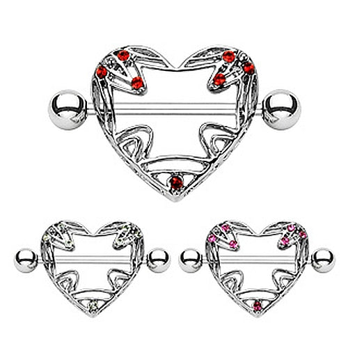 Brustwarzenpiercing Brustpiercing Herz Nipple Shield mit Strass