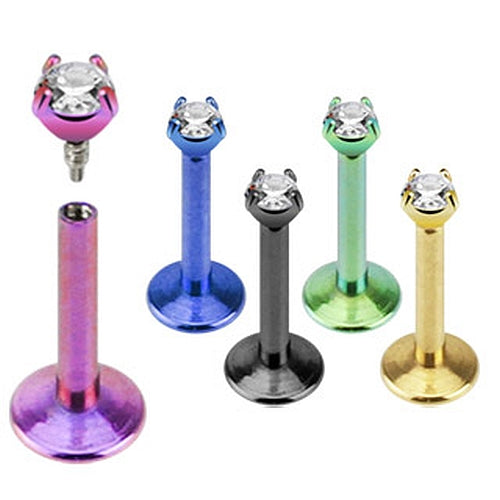 Lippenpiercing Titan PVD Strass Kugel Innengewinde